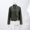Lapel Long Sleeve Faux Leather Jacket Women Street Turn-down Collar Single Breasted Loose Coats Chic Lady Jackets Outerwears