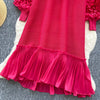 African Women's Pleated Dress Stereo Flower Loose Large Size Stretchy Temperament Long Dress Middle East Wrinkle-Free