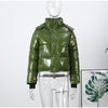 Women Hooded Thicken Warm Cotton Jacket Zipper Glossy Snow Winter Loose Female Coat Lace Up Casual Down Puffer Outwear