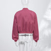 Elegant Full Sleeve Short Jacket Women Chic Zipper O-neck Shoulder-padded Blazer Coat Female Solid Coats Lady