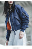 Women's MA-1 Cotton-padded Cropped Jacket Thickened Windproof Casual Winter Outwear Blue Baseball Bomber Coats Female Tops