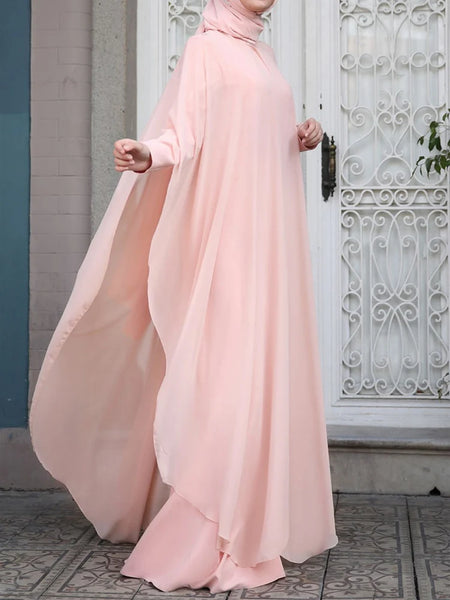 Women Chiffon Abaya Eid Mubarek Muslim Dresses Robe Long Sleeve Hijab Vestidos Abayas For Women Isamic Clothing