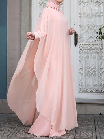 Women Chiffon Abaya Eid Mubarek Muslim Dresses Robe Long Sleeve Hijab Vestidos Abayas For Women Isamic Clothing