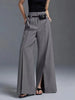 Urban Female Business Suit Pants Black White Loose Straight Pant High-Waist Pleated Split-Front Trousers
