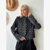 Retro Denim Military Jacket Women Solid Vintage Stand Collar Single Breasted Slim Short Jackets Lady Daily Street Outerwear