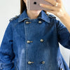 Denim Cape Coat Female Jacket Double Breasted Jackets Women Office Lady Windbreaker Denim Basic Coats Autumn Overcoat