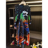 Niche Design Printed Lantern Sleeve Women's Dress Elegant Round Collar Elastic Famale Clothing 2DB6610