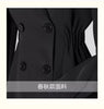Long Black Fitted Trench Coat for Women, Chic Stylish, Single Breasted, Designer Clothing, Spring, Elegant