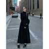 French Style Temperament Women's High-Grade Black Dress Hepburn Style Gray Turtleneck Dress for Women Autumn Winter DF4964