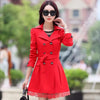 2026Spring Autumn Windbreaker Coat Women Slim Mid Long Lace Trench Coat Female Casual Double-breasted Outerwear Tops