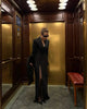 Black Cropped Blazer Coat Skirt Set Women Sexy Full Sleeve V-neck High Waist Split Long Skirts Lady Spring Commute Outfit