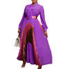 Elegant Women Wraped Bow Neck Long Sleeve with Sashes Maxi Long Dress Chic Sexy Party Prom Big Swing Pleated Dresses