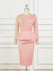 Women White Party Dress Sexy Long Sleeve O Neck Beading Mesh Patchwork Peplum Elegant Event Evening Birthday African Gowns
