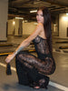 Lace Patchwork Camisoles Solid Split Women Dresses Hip Wrap Sheath Chic Party Outfits Sexy Club Female