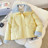 Down Cotton Jacket Women's Short Lamb Wool Loose Cotton Jacket Winter Korean Version Thick Bread Jacket Lemon Yellow