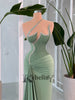 Chic Evening Dresses for Women Rhinestones One-Shoulder Trumpet Sweep Train Pleat Satin Vestido De Noche Customized
