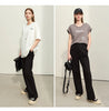 Minimalism Casual Pants for Women Autumn Wide Leg Loose Vertical Elastic Waist Drawstring Sporty Trousers 12343338