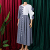 Elegant Dresses for Women Fall African 3/4 Sleeve Party Birthday Robe Chic 3D Flower Plaid Evening A-Line Dress