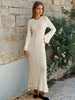 Pleated Wavy Knit Maxi Dress For Women Lace-up Long Sleeve Loose Casual Sweater Dress Female Party Clothes Solid Elegant