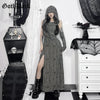 Chic Streetwear Outfit Mall Gothic Sleevelees Hooded Dress Punk Grunge Holes Hem Split Dresses for Women with One Cuff