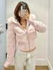 Fur Collar Hoody Slim Waist Bread Parkas Elegant Warm Women Clothing Lovely Zip Patchwork Casual Coats
