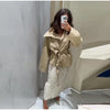 Belted Waist Cropped Trench Double Breasted Stand Collar Autumn Chic Elegant Women Coat Casual Vintage Office Lady Jacket