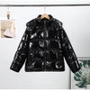 Women Striped Hooded Cotton Jacket Long Sleeve Stand Zipper Buttons Thickening Padded Jackets Winter Casual Coat