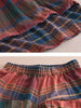 2 Piece Sets Women Casual Pants Suits Autumn Vintage Style Plaid Pattern Loose Female Tops And Harem Pants D405