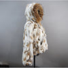 Russian Women Real Rabbit Fur Coats Winter Warm 100% Natural Rabbit Fur Jacket Lady Warm With Raccoon Fur Hooded Outerwear