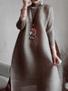 Pleated Classical Vintage Dress Turtleneck Loose High Aesthetic Designer Women Abayas Elegant Clothing