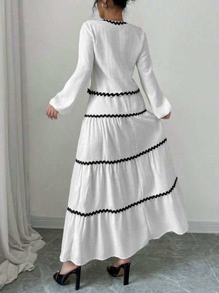 Women's Autumn Winter 2-Piece Set Dress, Casual Long Sleeve Tie-Up Top, High Waist Elegant Skirt, for Sunny Days