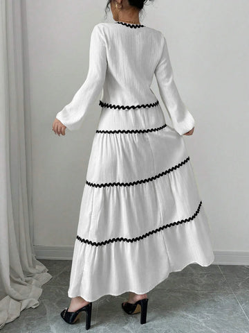 Women's Autumn Winter 2-Piece Set Dress, Casual Long Sleeve Tie-Up Top, High Waist Elegant Skirt, for Sunny Days