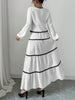 Women's Autumn Winter 2-Piece Set Dress, Casual Long Sleeve Tie-Up Top, High Waist Elegant Skirt, for Sunny Days