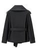 Women Lapel V-neck Belt Trench Coat Lace Up Button Full Sleeve Short Thin Windbreak Lady Daily Street Outerwear