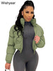 Winter Thick Warm Cotton Down Jacket Women Clothing Gray Zipper Short Puffer Parkas Coats Outwear Female Crop Tops Streetwear