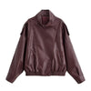 Autumn Women Turtleneck Faux Leather Jacket Vintage Long Sleeve Zipper Motorcycle Jackets Female Streetwear Chic Coat
