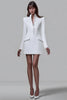 Long Sleeve Single-breasted Sexy Mini Blazer Dress Women Turtleneck Two Pocket Club Party Blazers Dress Office Lady