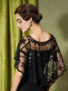 1920s Sequin Flapper Shawl Vintage Thin Breathable Shiny Cape Elegant Style Outside Short Cloak For Women Banquet