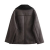 Women Thick Warm Outwear Faux Leather Jackets Autumn Winter Vintage Long Sleeve Lapel Coats Lady Streetwear Top