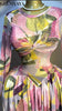 Women Leaf Floral Print Draped O-neck Long Sleeve Big Swing Smock Dress Birthda Party Education Dresses