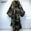 Africa classic camouflage colour print Winter Hooded cardigan dress Female abaya winter outfits for women long down coat