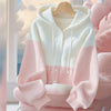 Spring Autumn Patchwork Knitted Cardigan Sweater Jacket Women Korean Ladies Single Breasted Hooded Sweater Coats Female Tops