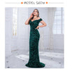 Off The Shoulder Mermaid Evening Dress Red Stretchy Sequin Velvet Slash Neck Floor Length Women Party Dresses
