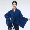 Women's Pleated Coat Loose Lapel Lace Up Irregular Solid Color Casual Versatile Cape Female Spring 2DE431
