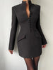 Office Elegant Dress Women Autumn Single Breasted Stand Collar Simple Solid Street Commute Skinny Suit Bodycon