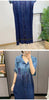 Pleated Faux Denim Dress Women's Chic Single Breasted Lapel Half Sleeve Mid-Length Dresses Loose Casual 2DB4371