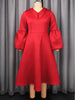 Women Church Dresses A Line Long Lantern Sleeve Turn Down Collar Party Christmas Celebrate Occasion Birthday Stylish African