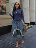 Women Streetwear Ripped Out Hole Denim Pants Fall Autumn Loose Safari Style Cargo Harem Hip Hop Jeans