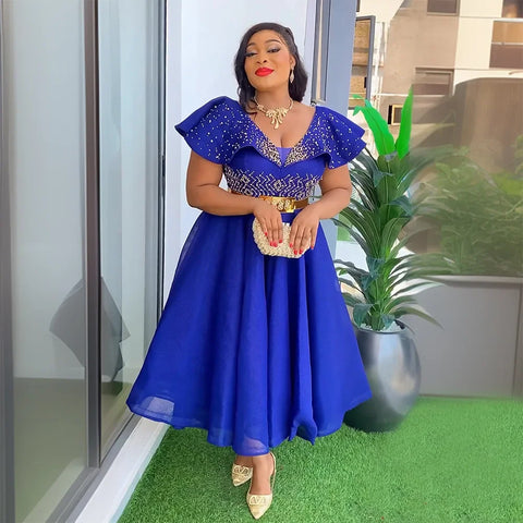 Plus Size African Wedding Party Dresses for Women Dashiki Ankara Evening Gown Turkey Outfit Robe Africa Clothes
