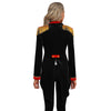 Womens Circus Ringmaster Costume Tuxedo Party Showman Tailcoat Blazer Stand Collar Fringed Shoulder Board Velvet Jacket Coat